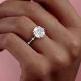 1.60 CT Round Solitaire Dainty Pave Set Moissanite Engagement Ring 7