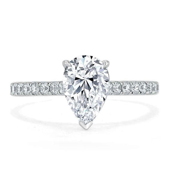 1.33 CT Pear Cut Solitaire Pave Setting Moissanite Engagement Ring 1