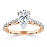 1.33 CT Pear Cut Solitaire Pave Setting Moissanite Engagement Ring 7