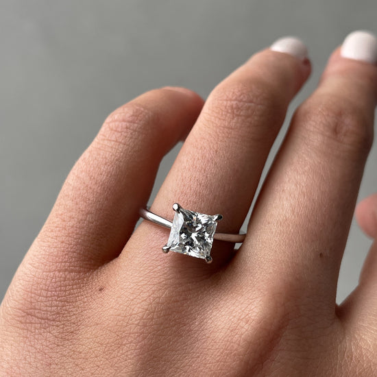 1.50 CT Princess Hidden Halo CVD D/VS2 Diamond Engagement Ring 14