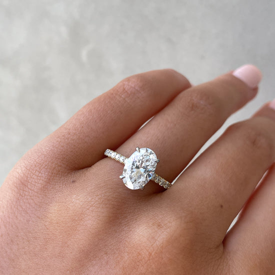 2.11 CT Oval Hidden Halo CVD F/VS2 Diamond Engagement Ring 15