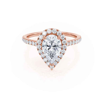 0.94 CT Pear Shaped Moissanite Halo Style Engagement Ring 2