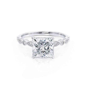 0.90 CT Princess Shaped Moissanite Solitaire Pave Style Engagement Ring 1