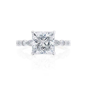 0.90 CT Princess Shaped Moissanite Solitaire Pave Style Engagement Ring 2