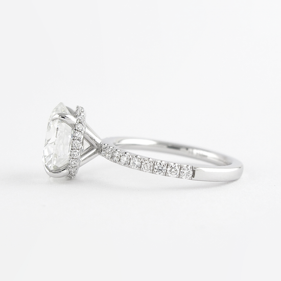 1.5 CT Round Cut Hidden Halo & Pave Moissanite Engagement Ring 6