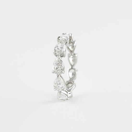 4.68 CT Pear Cut Full Eternity Moissanite Wedding Band 4
