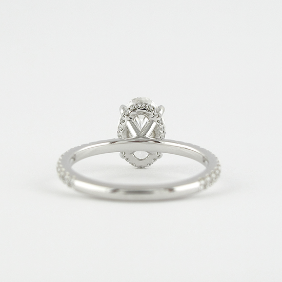 1.33 CT Oval Hidden Halo & Pave Setting Moissanite Engagement Ring 3