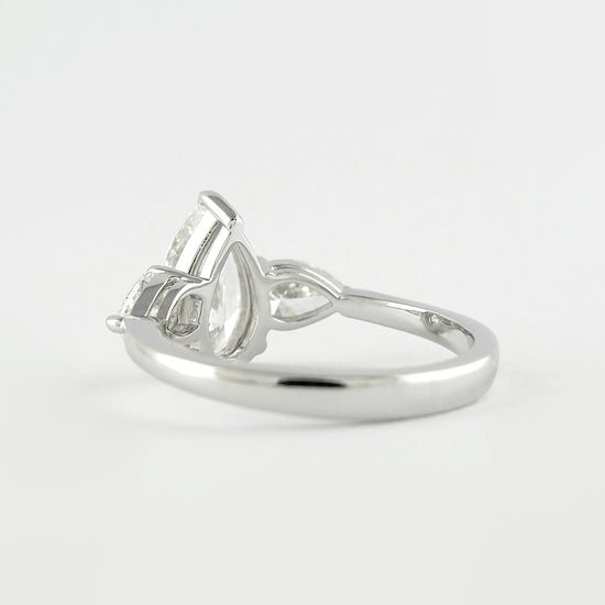 1.50 CT Pear Cut Three Stone Style Moissanite Engagement Ring 2