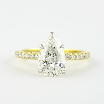 0.94 CT Pear Solitaire & Pave Setting Moissanite Engagement Ring 1