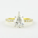 0.94 CT Pear Solitaire & Pave Setting Moissanite Engagement Ring 1