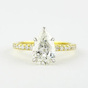 0.94 CT Pear Solitaire & Pave Setting Moissanite Engagement Ring 1