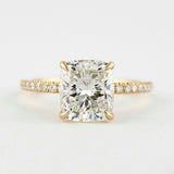 1.5 CT Cushion Hidden Halo & Pave Moissanite Engagement Ring 1