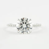 1.0 CT Round Hidden Halo and Pave Setting Moissanite Engagement Ring 1