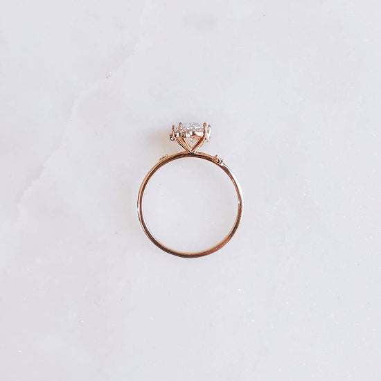 0.50 CT Oval Shaped Moissanite Cluster Engagement Ring 14