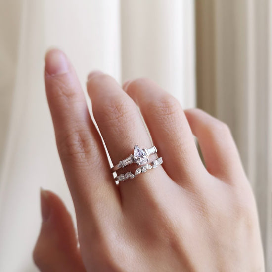 0.50 CT Pear Three Stones CVD F/VS2 Diamond Engagement Ring 3