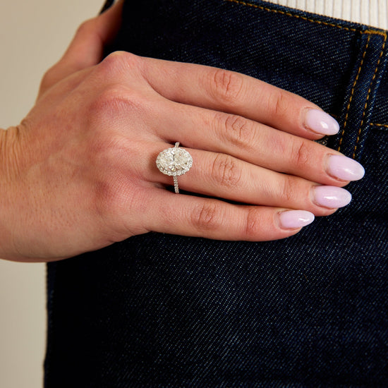 2.58 CT Oval Halo CVD E/VS Diamond Engagement Ring 8