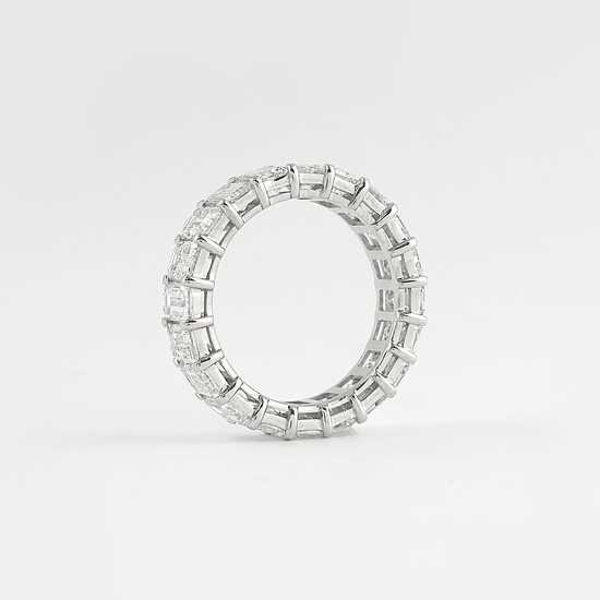 5.5 CT Emerald Cut Full Eternity Moissanite Wedding Band 2