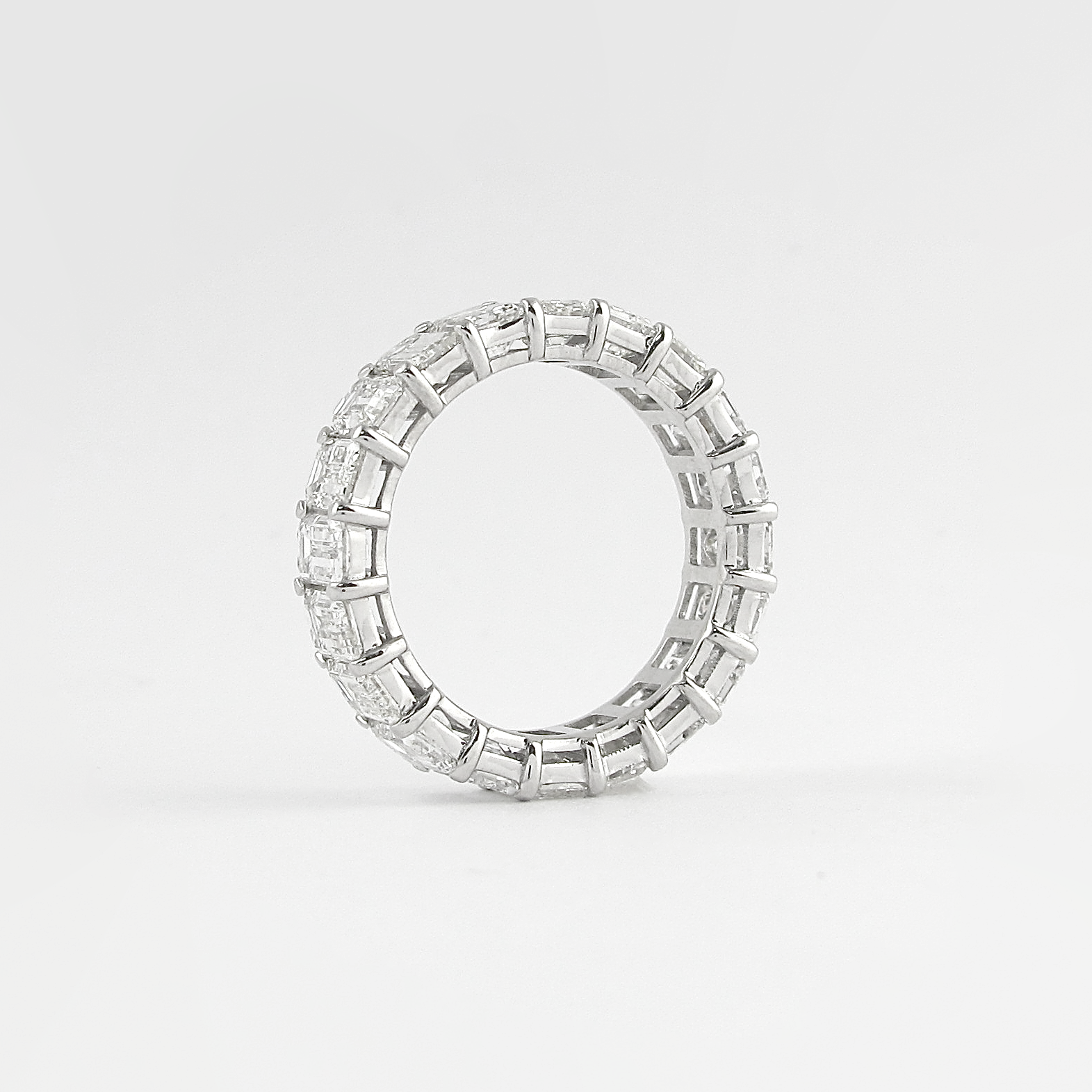 5.5 CT Emerald Cut Full Eternity Moissanite Wedding Band 2