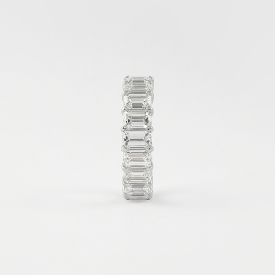 5.5 CT Emerald Cut Full Eternity Moissanite Wedding Band 3