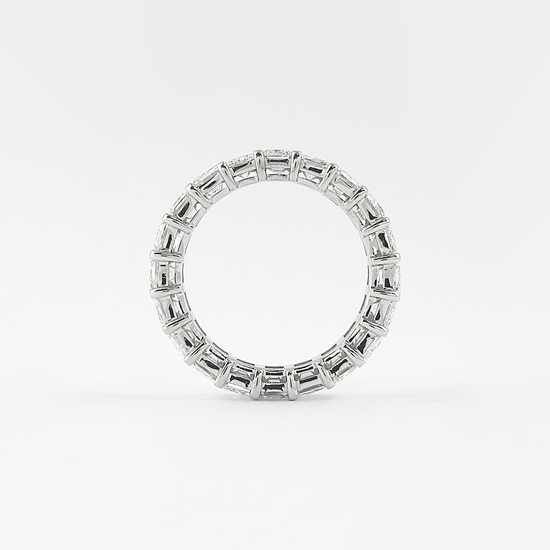 5.5 CT Emerald Cut Full Eternity Moissanite Wedding Band 6