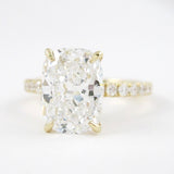 3.8 CT Elongated Cushion Solitaire Pave Moissanite Engagement Ring 5