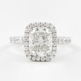 2.0 CT Elongated Cushion Halo Style Moissanite Engagement Ring 1