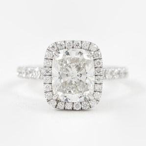 2.0 CT Elongated Cushion Halo Style Moissanite Engagement Ring 1