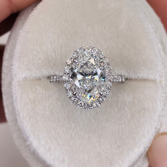 2.58 CT Oval Halo CVD E/VS Diamond Engagement Ring 9