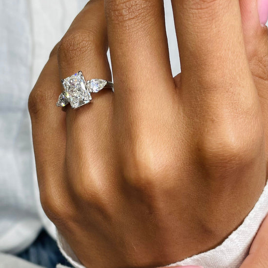 2.24 CT Radiant Three Stone CVD F/VS Diamond Engagement Ring 10