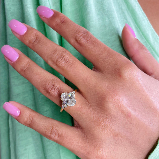 2.42 CT Oval Three Stone CVD G/VS Diamond Engagement Ring 8