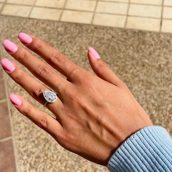 2.51 CT Pear Halo CVD F/VS  Diamond Engagement Ring 10