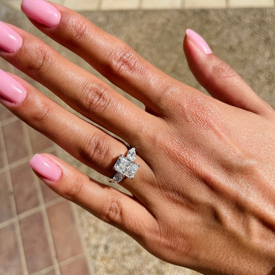 2.24 CT Radiant Three Stone CVD F/VS Diamond Engagement Ring 9