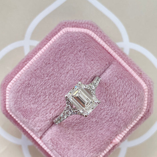 2.1 CT Emerald Solitaire Split Shank CVD G/VS Diamond Engagement Ring 7