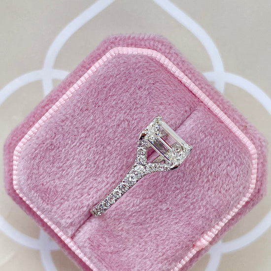 2.1 CT Emerald Solitaire Split Shank CVD G/VS Diamond Engagement Ring 6