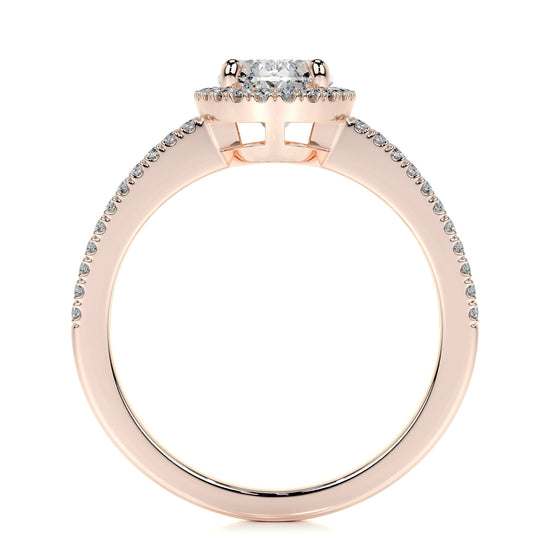 0.90 CT Oval Halo CVD H/SI1 Diamond Engagement Ring 14