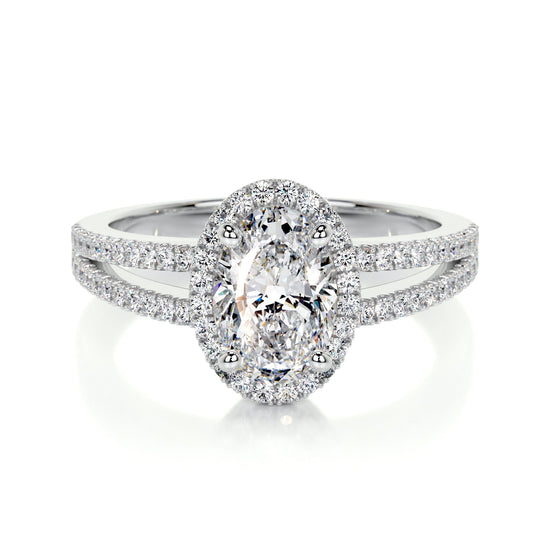 0.90 CT Oval Halo CVD H/SI1 Diamond Engagement Ring 1