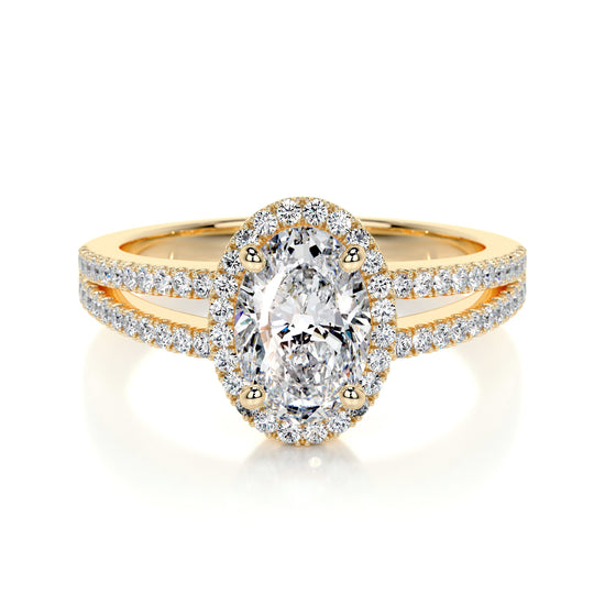 0.90 CT Oval Halo CVD H/SI1 Diamond Engagement Ring 7