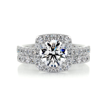 1.50 CT Round Halo CVD F/VS Diamond Bridal Ring Set 1