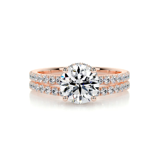 1.25 CT Round Hidden Halo CVD F/VS Diamond Bridal Ring Set 13