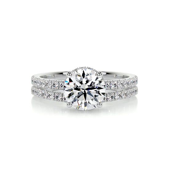 1.25 CT Round Hidden Halo CVD F/VS Diamond Bridal Ring Set 1