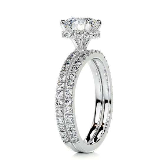 1.25 CT Round Hidden Halo CVD F/VS Diamond Bridal Ring Set 7