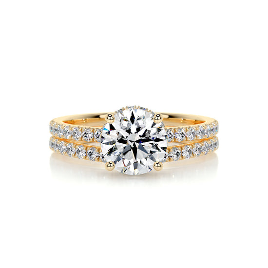 1.25 CT Round Hidden Halo CVD F/VS Diamond Bridal Ring Set 8