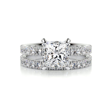 1.50 CT Princess Solitaire CVD F/VS Diamond Bridal Ring Set 1