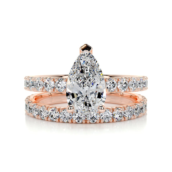 1.50 CT Pear Solitaire CVD F/VS Diamond Bridal Ring Set 10