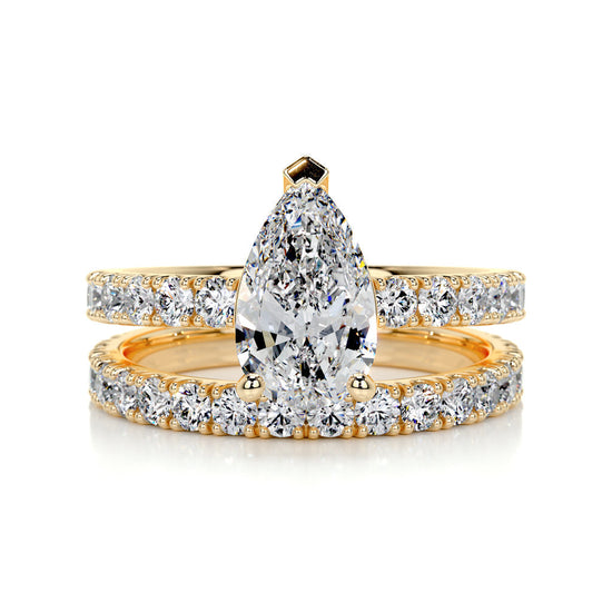 1.50 CT Pear Solitaire CVD F/VS Diamond Bridal Ring Set 7