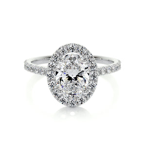 1.0 CT Oval Halo CVD F/VS2 Diamond Engagement Ring 1