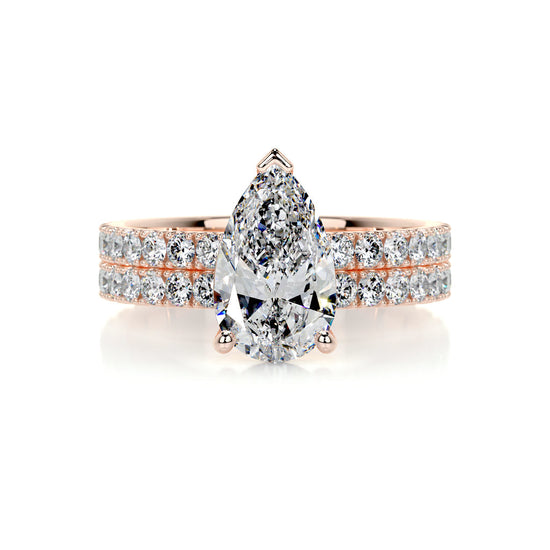 2.0 CT Pear Solitaire CVD F/VS Diamond Bridal Set 13
