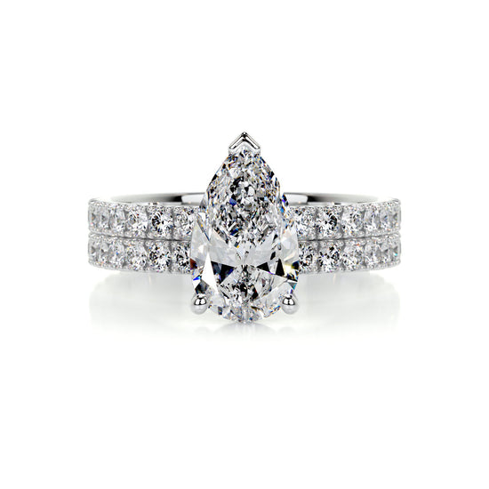 2.0 CT Pear Solitaire CVD F/VS Diamond Bridal Set 1