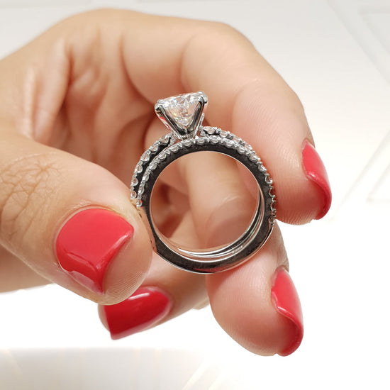 1.50 CT Round Solitaire CVD F/VS Diamond Bridal Ring Set 4