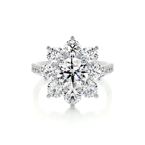 0.80 CT Round Floral Halo CVD H/SI1 Diamond Engagement Ring 1